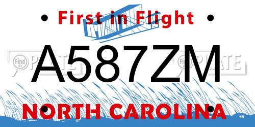 A587ZM North Carolina License Plate