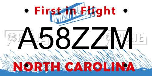 A58ZZM North Carolina License Plate