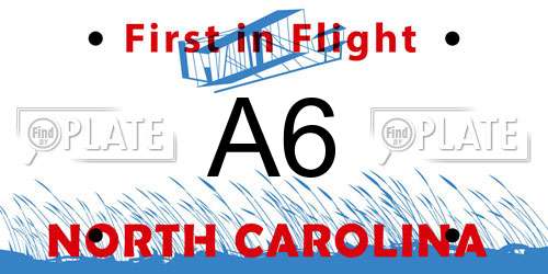 A6 North Carolina License Plate