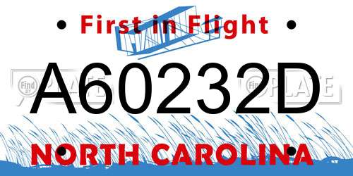 A60232D North Carolina License Plate