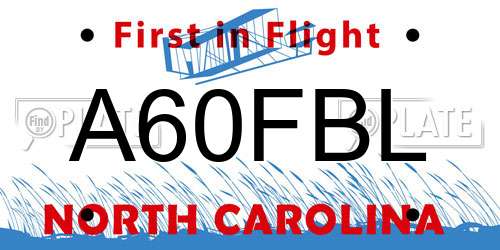 A60FBL North Carolina License Plate