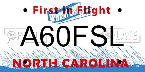 A60FSL North Carolina License Plate