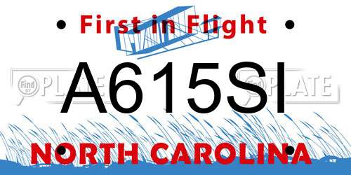 A615SI North Carolina License Plate