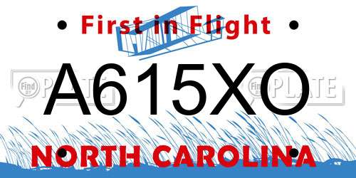 A615XO North Carolina License Plate