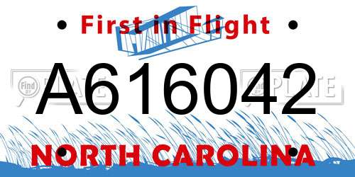 A616042 North Carolina License Plate