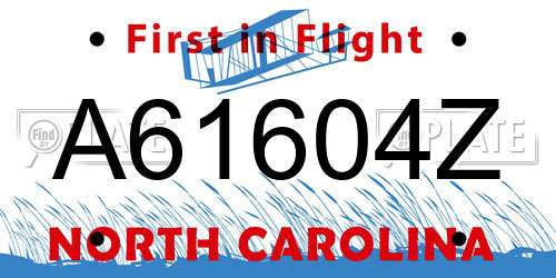 A61604Z North Carolina License Plate