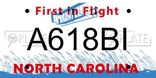 A618BI North Carolina License Plate