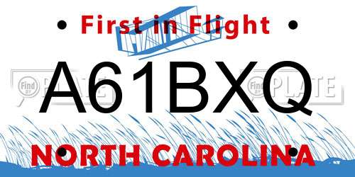 A61BXQ North Carolina License Plate