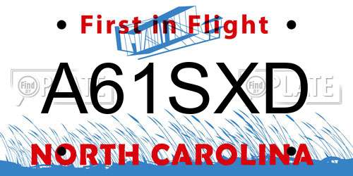 A61SXD North Carolina License Plate