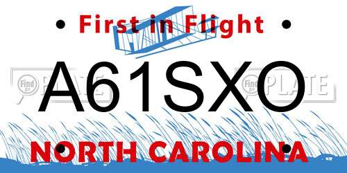 A61SXO North Carolina License Plate