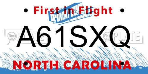 A61SXQ North Carolina License Plate