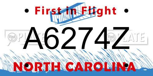 A6274Z North Carolina License Plate