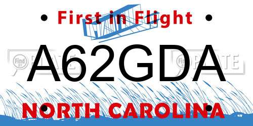 A62GDA North Carolina License Plate