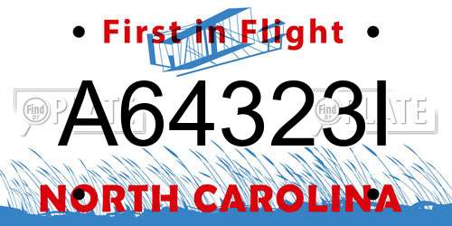 A64323I North Carolina License Plate