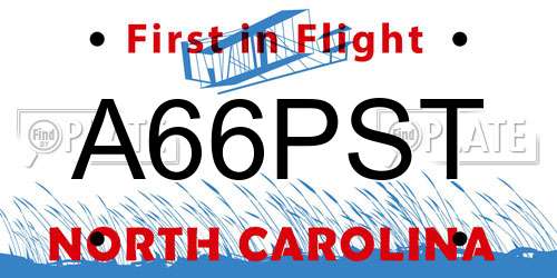 A66PST North Carolina License Plate