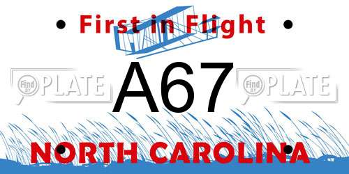 A67 North Carolina License Plate