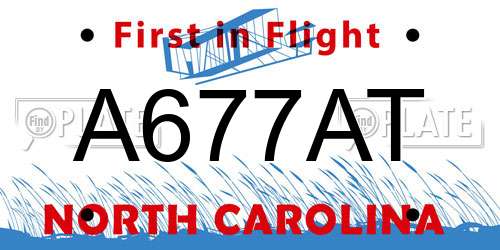 A677AT North Carolina License Plate
