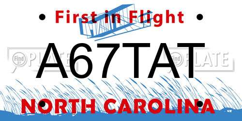 A67TAT North Carolina License Plate
