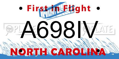 A698IV North Carolina License Plate