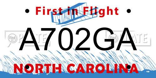 A702GA North Carolina License Plate