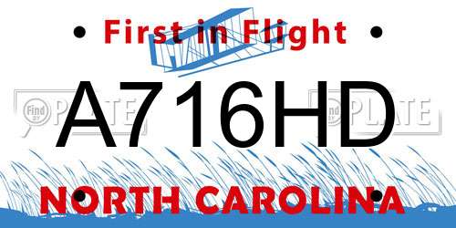 A716HD North Carolina License Plate
