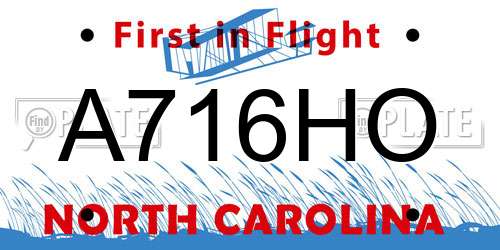 A716HO North Carolina License Plate