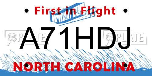 A71HDJ North Carolina License Plate
