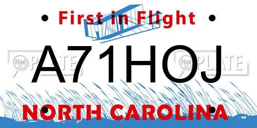 A71HOJ North Carolina License Plate