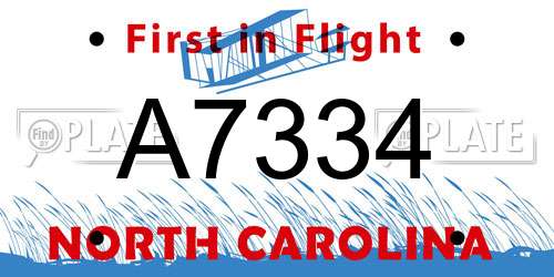 A7334 North Carolina License Plate
