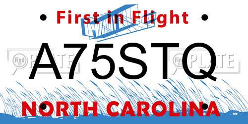 A75STQ North Carolina License Plate