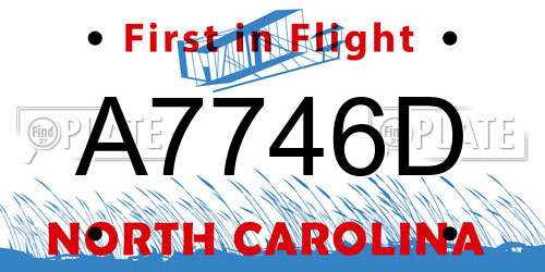 A7746D North Carolina License Plate