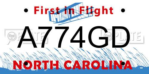 A774GD North Carolina License Plate