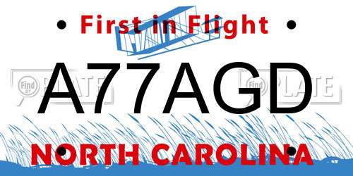 A77AGD North Carolina License Plate