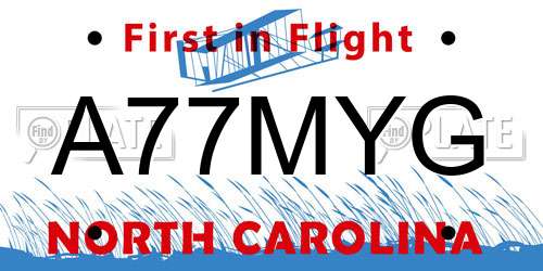 A77MYG North Carolina License Plate