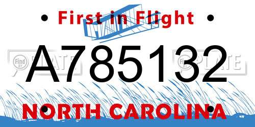 A785132 North Carolina License Plate