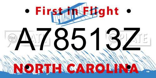 A78513Z North Carolina License Plate