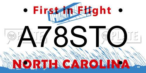 A78STO North Carolina License Plate