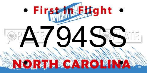 A794SS North Carolina License Plate