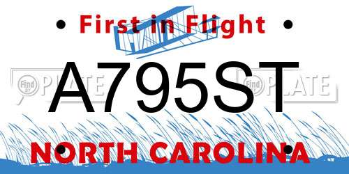 A795ST North Carolina License Plate