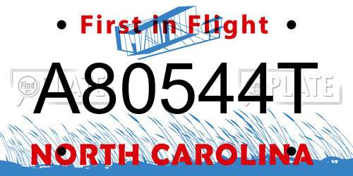 A80544T North Carolina License Plate