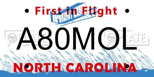 A80MOL North Carolina License Plate