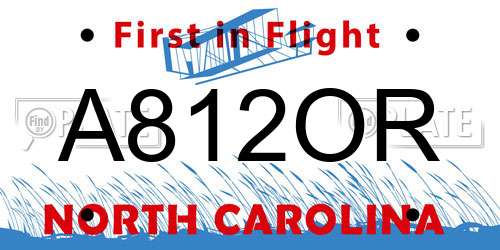 A812OR North Carolina License Plate