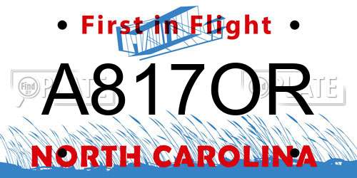 A817OR North Carolina License Plate