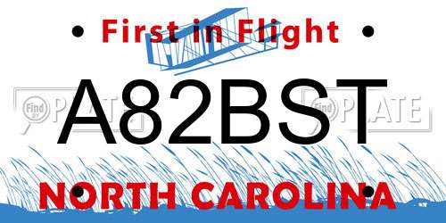 A82BST North Carolina License Plate