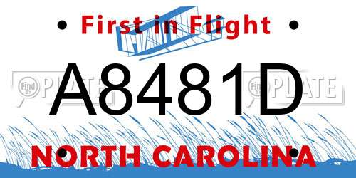 A8481D North Carolina License Plate