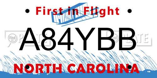 A84YBB North Carolina License Plate