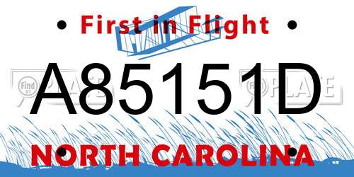 A85151D North Carolina License Plate