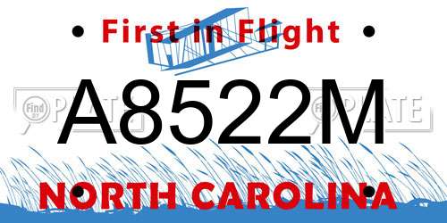 A8522M North Carolina License Plate