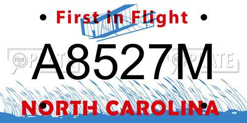 A8527M North Carolina License Plate