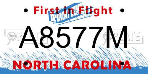 A8577M North Carolina License Plate